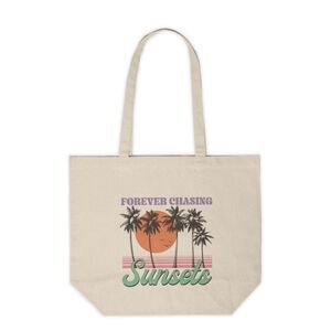 Forever Chasing Sunsets Beach Theme Custom Canvas Tote Bag